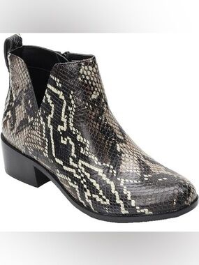 Vionic Clara Boa Snakeskin Ankle Booties Brown Black 9.5 NWOT